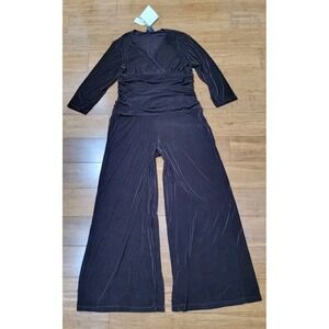 QVC CITIKNITS Jumpsuit Brown Size Lg Women NWT Tummy Control Slinky Liquid Knit